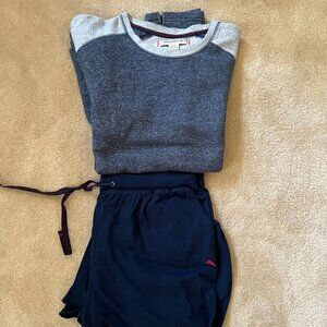 Men's Tommy Bahama Pajama Set, Size XL, with Blue and Gray Top/Dark Blue Bottoms